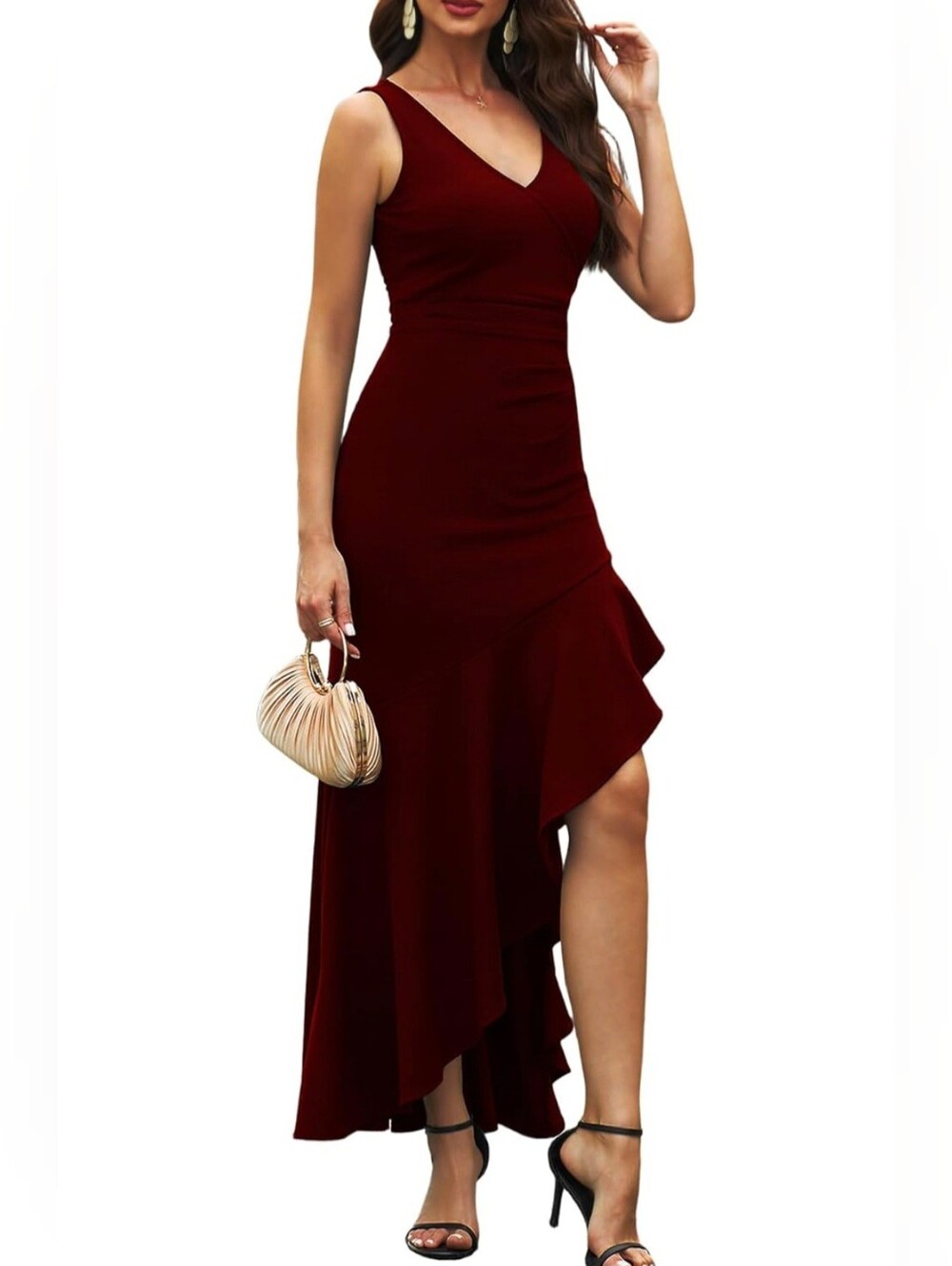 NWT Mushare Burgundy Split Front Dress - Large